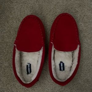 Red lands end kids slippers